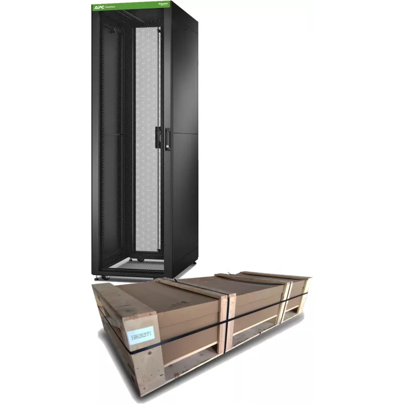 APC Easy Rack, 42U, melns, ar jumtu, ritentiņiem, kājām, 4 kronšteiniem un sānu paneļiem, bez dibena, 1991A x 600P x 1000D mm