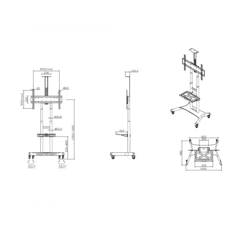 Multibrackets M Public Floorstand Basic 180 ar plauktu un kameras turētāju