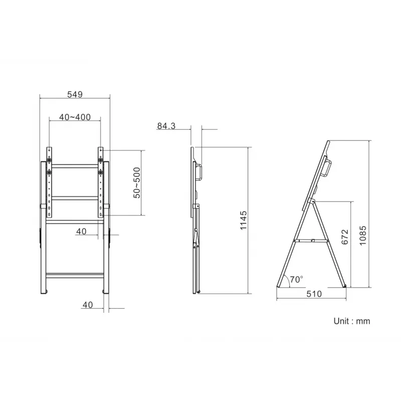 Multibrackets M noliekams un pārvietojams molberts Melns Maksimālais svars 50 kg