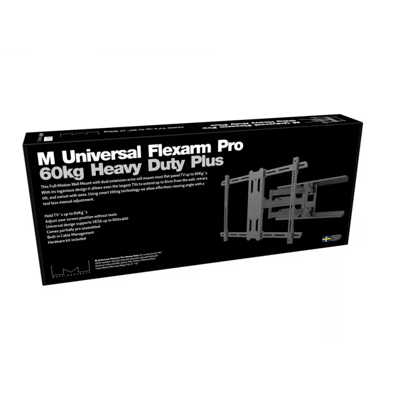 Stiprinājuma kronšteins Multibrackets M Universal Flexarm Pro 60 kg lieljaudas melns