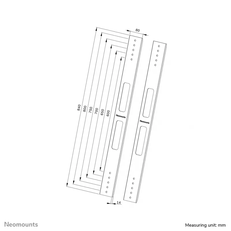 Paplašināšanas komplekts Neomounts AWL-250BL18 VESA 400x600 800x800