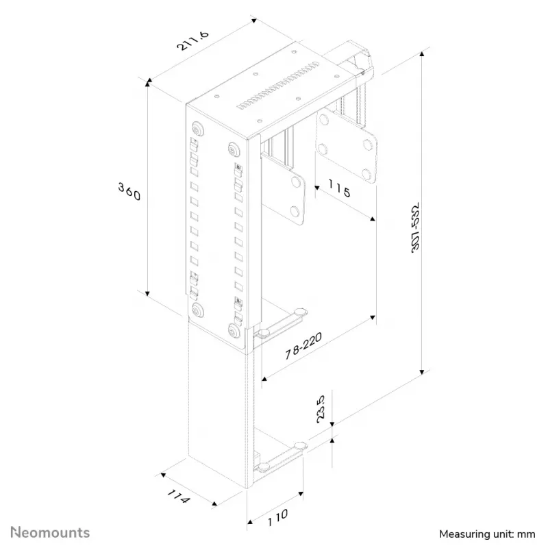 Neomounts CPU-D100SILVER CPU turētājs - maks. 30 kg - universāls