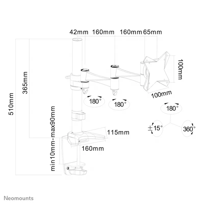 Neomounts FPMA-D1330balta Monitora statīvs 10-30 collu