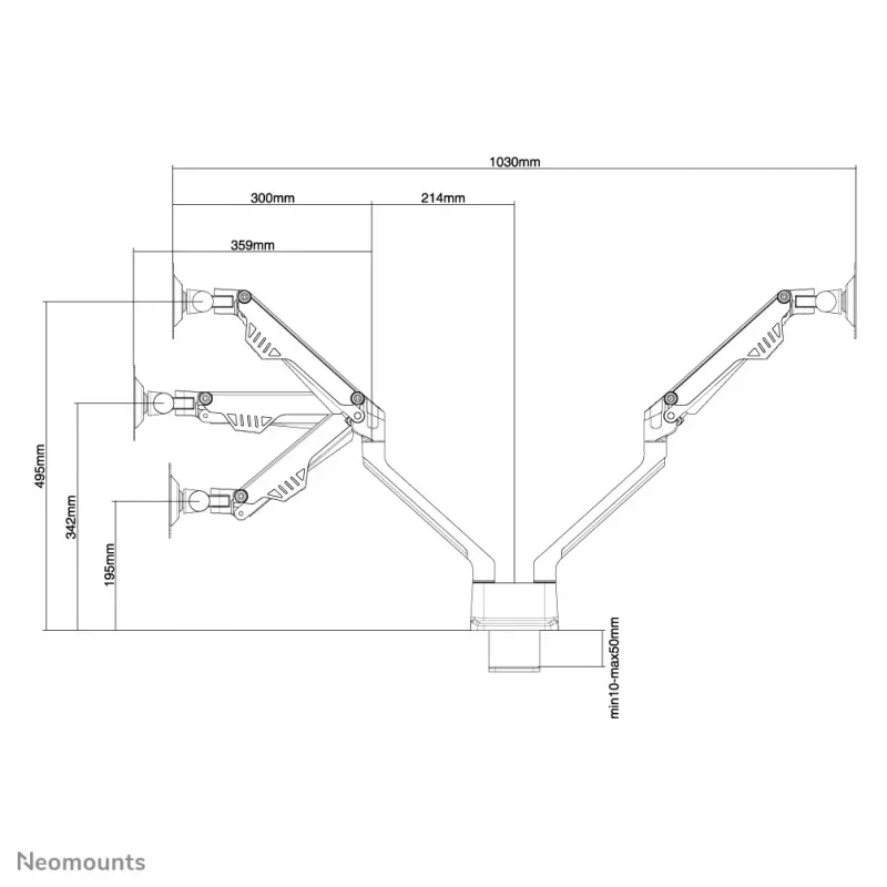 Neomounts FPMA-D750DSILVER Monitora plecs 10-32 collas - gāzes atspere - Topfix