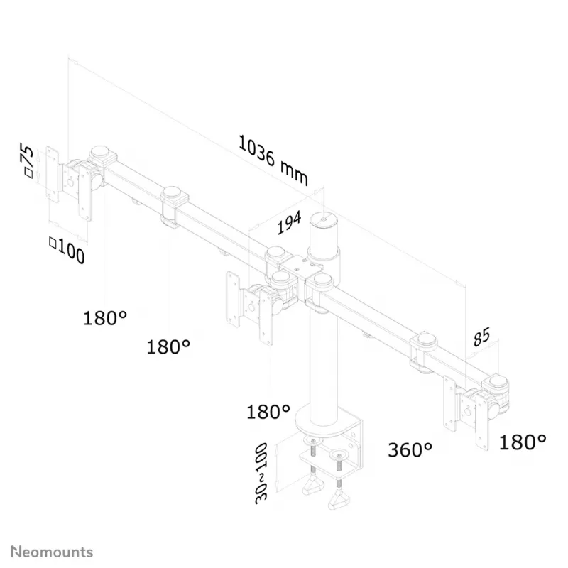 Neomounts FPMA-D960D3 monitora statīvs 10-21 collas
