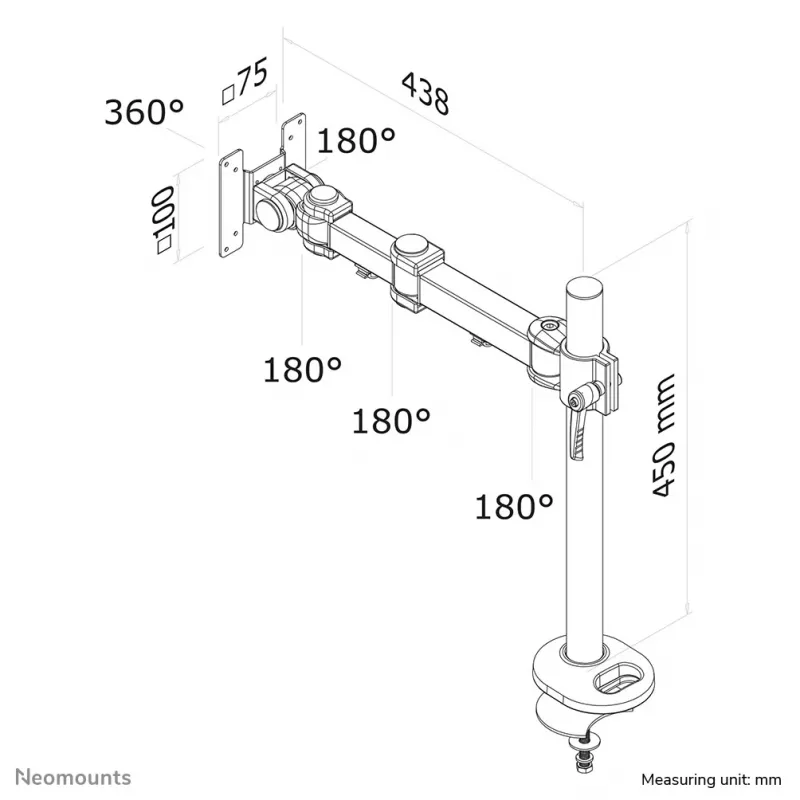 Neomounts FPMA-D960G Monitora roka 10-30 collas