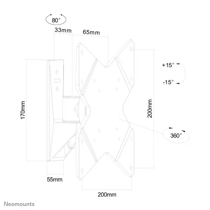 Neomounts FPMA-W815 Monitora/TV sienas stiprinājums 10-40 collas - pilna kustība