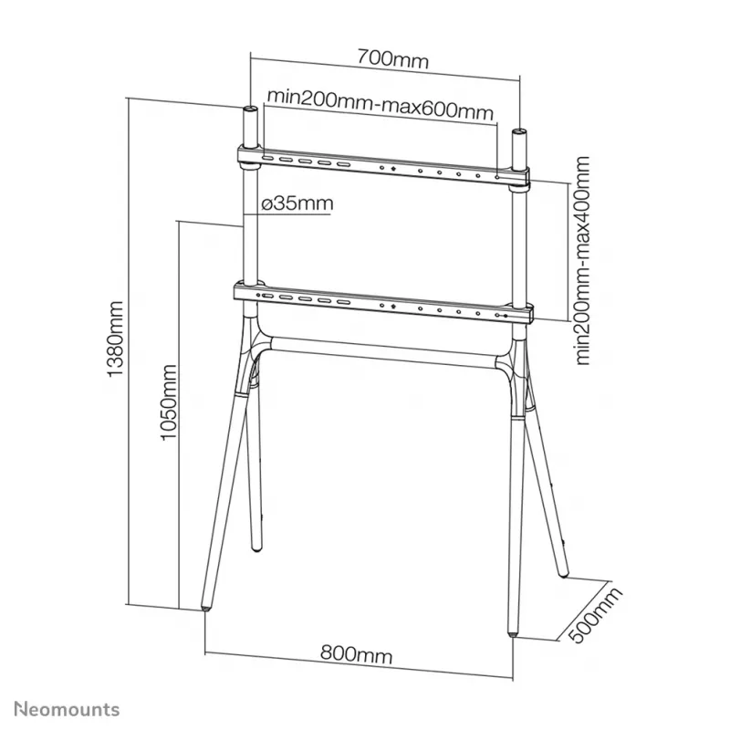 Neomounts NM-M1000balta TV grīdas statīvs 37-70 collas