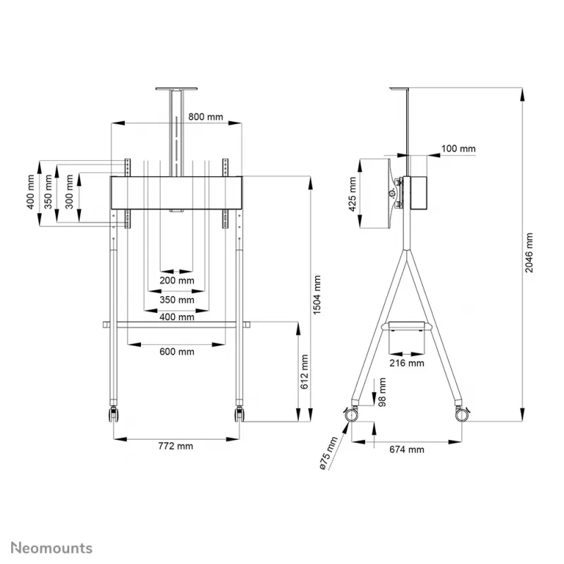 Neomounts NS-M1500Melns TV ratiņi 32-65 collas