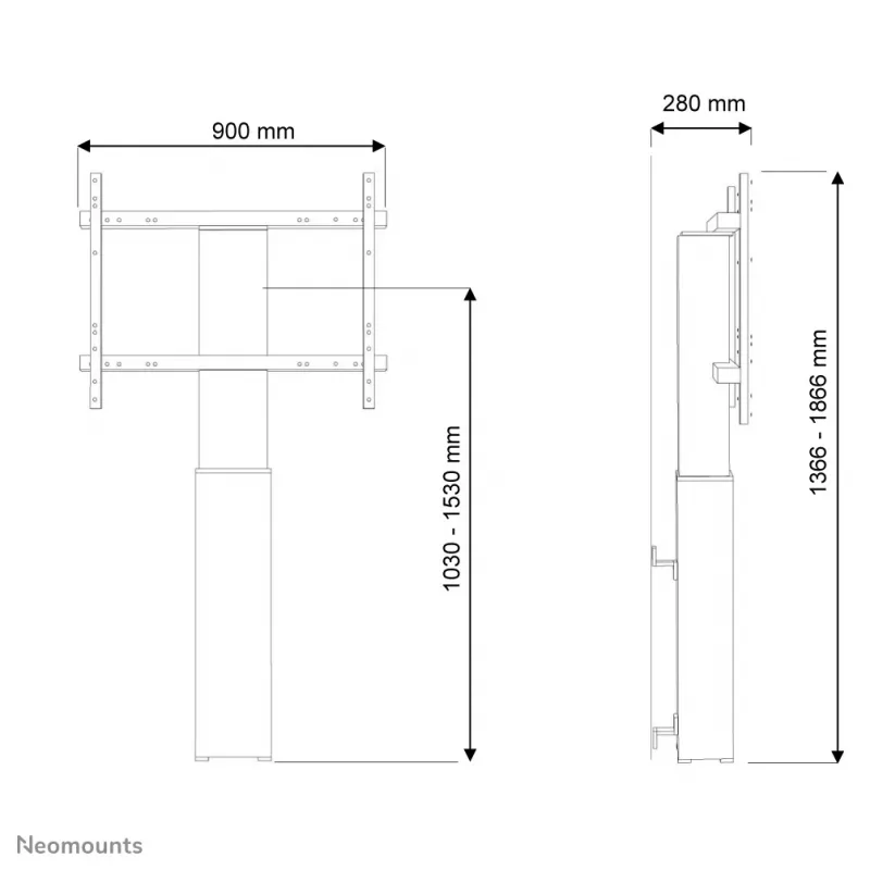 Neomounts PLASMA-W2250SILVER TV statīvs grīdai 42-100 collas - siena - motorizēts