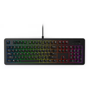 Vadu spēļu klaviatūra Lenovo K310 — pilna izmēra 100%, USB, US angļu valoda, RGB fona apgaismojums, melna, 1,8 m kabelis