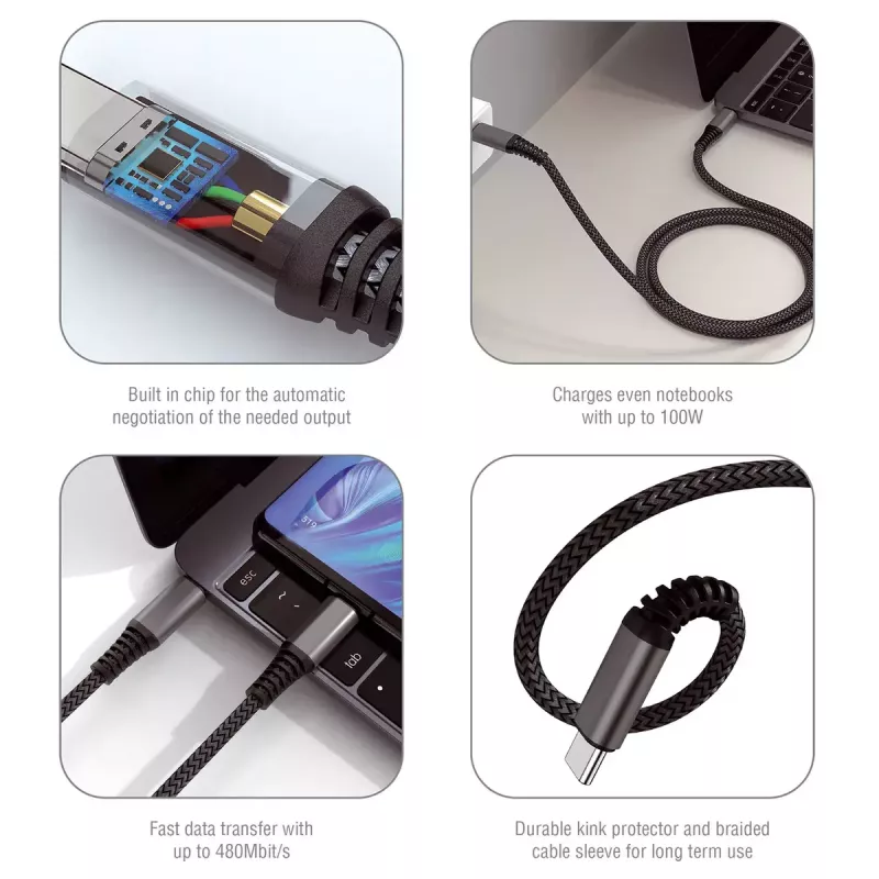 USB kabelis 4smarts 456267 3m USB C melns 0,48 Gbit/s