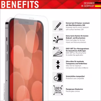 Displex ekrāna aizsargs (10H) + vāciņš Apple iPhone 14, Eco montāžas rāmis, + vāciņš, rūdīts stikls, pret skrāpējumiem izturīga aizsargplēve
