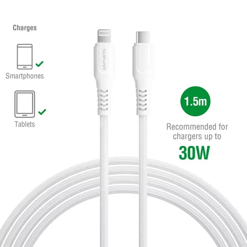 Lightning kabelis 4smarts 465592 1,5 m USB C uz Lightning
