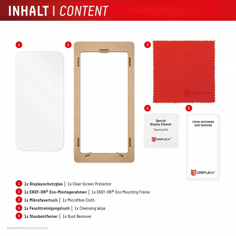 Displex Screen Protector (10H) Apple iPhone 15/15 Pro/16, Eco montāžas rāmis, skrāpējumizturīgs