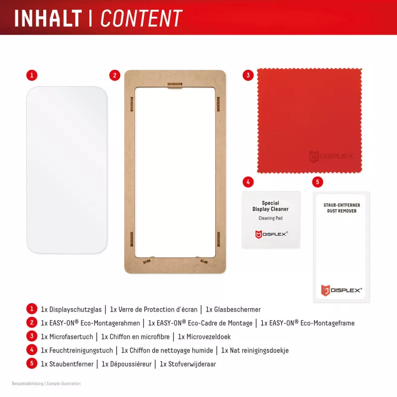 Displeja aizsargstikls Displex (10H) Apple iPhone 16 Pro, Eko montāžas rāmis, izturīgs pret skrāpējumiem