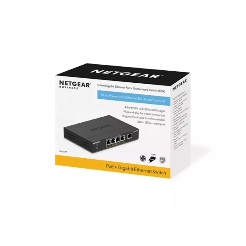 NETGEAR GS305PP Nevadāms Gigabit Ethernet (10/100/1000) Power over Ethernet (PoE) Melns