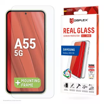 Displex ekrāna aizsargs + maciņš Samsung Galaxy A55 5G, Eco montāžas rāmis, izturīgs pret skrāpējumiem