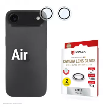 Displex Premium Camera Lens Glass, iPhone Air Glas, 10H, Single Rings, DLC, caurspīdīgs, Quick Mount