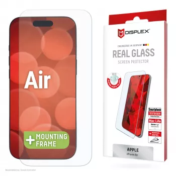 Displex ekrāna aizsargstikls (10H) Apple iPhone Air, Eco montāžas rāmis, izturīgs pret skrāpējumiem