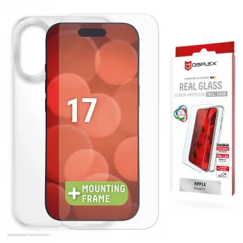 Displex ekrāna aizsargs + maciņš Apple iPhone 17, Eco montāžas rāmis, izturīgs pret skrāpējumiem