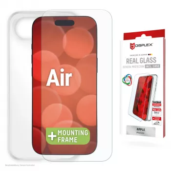 Displex ekrāna aizsargstikls + maciņš Apple iPhone Air, Eko montāžas rāmis, izturīgs pret skrāpējumiem