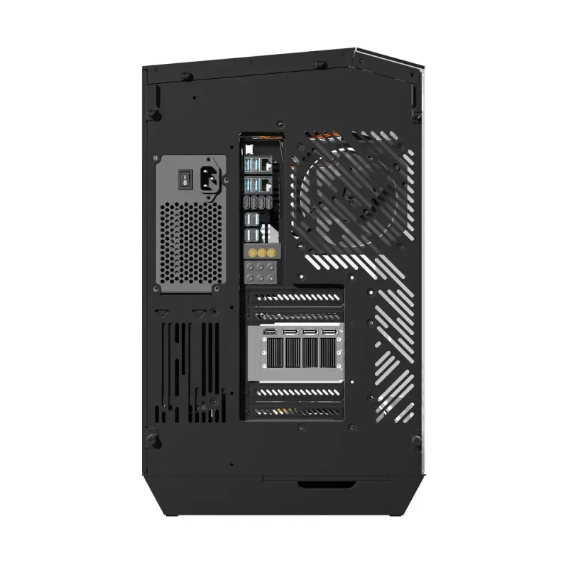 PC korpuss Darkflash DY470 Full Tower — melns, SPCC, atbalsta ITX/ATX, 3,5 collu/2,5 collu HDD, 1x aizmugurējais 120 mm, 120 mm sānu ventilatori