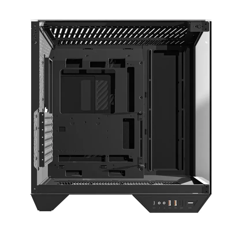 PC korpuss Darkflash DY470 Full Tower — melns, SPCC, atbalsta ITX/ATX, 3,5 collu/2,5 collu HDD, 1x aizmugurējais 120 mm, 120 mm sānu ventilatori