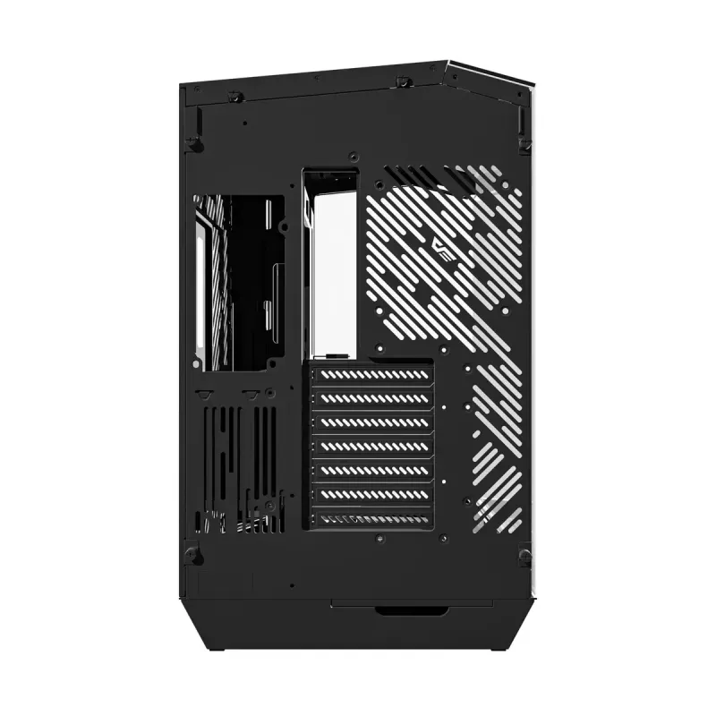 PC korpuss Darkflash DY470 Full Tower — melns, SPCC, atbalsta ITX/ATX, 3,5 collu/2,5 collu HDD, 1x aizmugurējais 120 mm, 120 mm sānu ventilatori