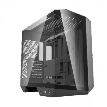 PC korpuss Darkflash DY470 Full Tower — melns, SPCC, atbalsta ITX/ATX, 3,5 collu/2,5 collu HDD, 1x aizmugurējais 120 mm, 120 mm sānu ventilatori