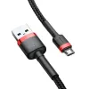 Baseus CAMKLF-B91 Neilona Izturīgs Datu un Uzlādes Kabelis CQ3.0 2.4A USB uz Micro USB 1m Melns-Sarkans