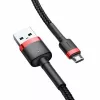 Baseus CAMKLF-B91 Neilona Izturīgs Datu un Uzlādes Kabelis CQ3.0 2.4A USB uz Micro USB 1m Melns-Sarkans