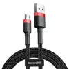 Baseus CAMKLF-B91 Neilona Izturīgs Datu un Uzlādes Kabelis CQ3.0 2.4A USB uz Micro USB 1m Melns-Sarkans