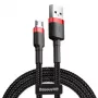 Baseus CAMKLF-B91 Neilona Izturīgs Datu un Uzlādes Kabelis CQ3.0 2.4A USB uz Micro USB 1m Melns-Sarkans