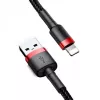 USB-A uz Lightning kabelis Baseus CALKLF-C19 2 m — alumīnija korpuss, 1,5 A, melns/sarkans