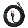 USB-A uz Lightning kabelis Baseus CALKLF-C19 2 m — alumīnija korpuss, 1,5 A, melns/sarkans