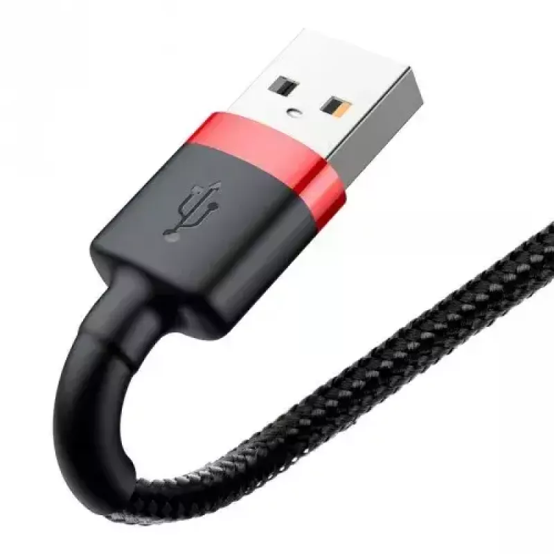 USB-A uz Lightning kabelis Baseus CALKLF-C19 2 m — alumīnija korpuss, 1,5 A, melns/sarkans