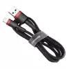 USB-A uz Lightning kabelis Baseus CALKLF-C19 2 m — alumīnija korpuss, 1,5 A, melns/sarkans
