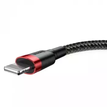 USB-A uz Lightning kabelis Baseus CALKLF-C19 2 m — alumīnija korpuss, 1,5 A, melns/sarkans