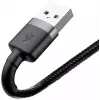 USB A uz Lightning kabelis Baseus Cafule (CALKLF-CG1) — neilona pinums, QC3.0 1.5A, 2 m, pelēks/melns