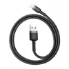 USB A uz Lightning kabelis Baseus Cafule (CALKLF-CG1) — neilona pinums, QC3.0 1.5A, 2 m, pelēks/melns