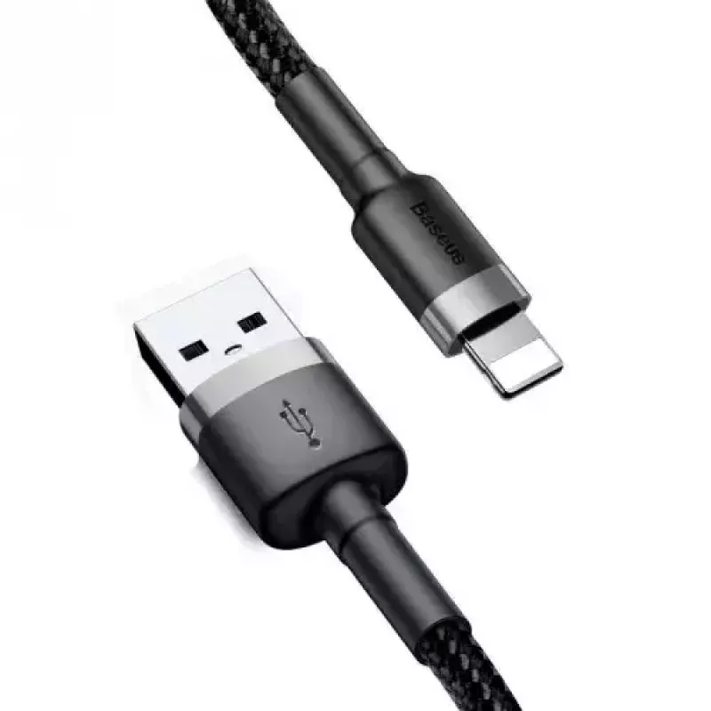 Baseus CALKLF-AG1 neilona datu un uzlādes kabelis USB-C QC3.0 2.4A uz Lightning 0.5m melns, pelēks