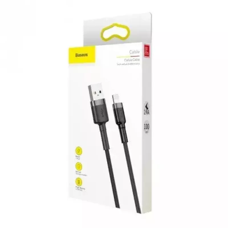 Baseus CALKLF-AG1 neilona datu un uzlādes kabelis USB-C QC3.0 2.4A uz Lightning 0.5m melns, pelēks
