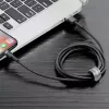 Baseus CALKLF-AG1 neilona datu un uzlādes kabelis USB-C QC3.0 2.4A uz Lightning 0.5m melns, pelēks