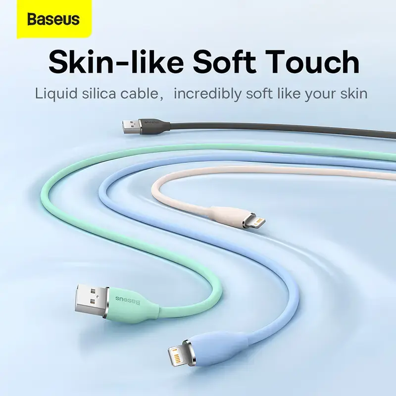 USB 2.0 datu kabelis Baseus Jelly Lightning uz USB-A 1.2 m, melns