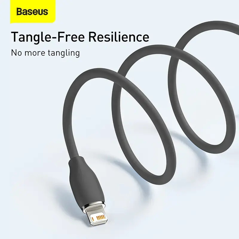 USB 2.0 datu kabelis Baseus Jelly Lightning uz USB-A 1.2 m, melns