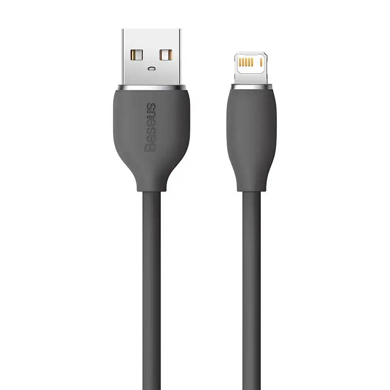 USB 2.0 datu kabelis Baseus Jelly Lightning uz USB-A 1.2 m, melns