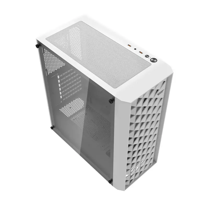 Datora korpuss Darkflash DK351 balta Midi Tower, Micro ATX/ATX/ITX, rūdīts stikls, balts, 200×390×450 mm
