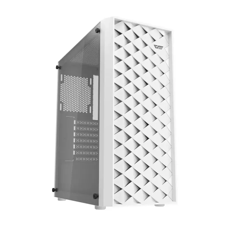 Datora korpuss Darkflash DK351 balta Midi Tower, Micro ATX/ATX/ITX, rūdīts stikls, balts, 200×390×450 mm