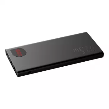 Baseus power bank Adaman Metal, Litija-jonu 10000mAh, 2xUSB, USB-C, Lightning, MicroUSB 22.5W (Melns)